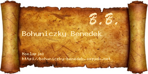 Bohuniczky Benedek névjegykártya
